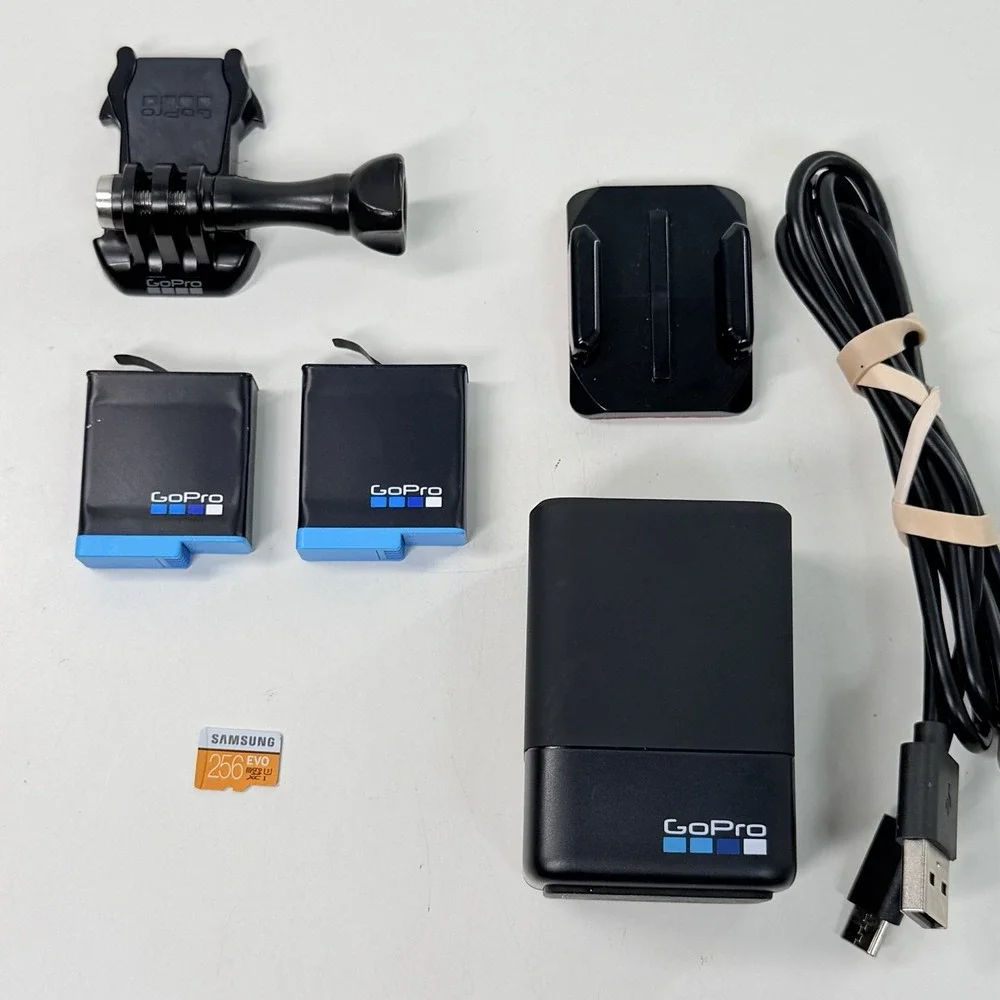 GoPro HERO8 Black 4K Action Camera - Batteries Charger 256GB SD Card Cable Mount
